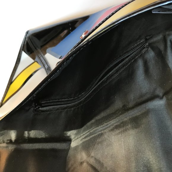 VTG 90's Joseph Ribkoff Clutch Colour Block Black Patent Leather Y2K Style - Picture 4 of 9